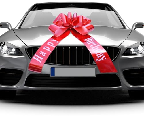 DAKLUNAR Schleife für Auto, 58 cm Riesige Große Rote Schleife für Auto Geburtstag große Geschenkschleife rote Schleife groß Geschenkschleife groß Schleife Auto große Schleife 18 Geburtstag Auto