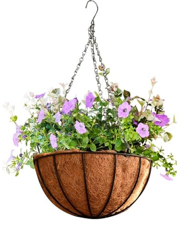 QIODAZOO Lot de 4 Pots de Fleurs à Suspendre, Suspendus en Coco avec chaîne en métal pour Plantes d'intérieur et d'extérieur (20 cm de diamètre)