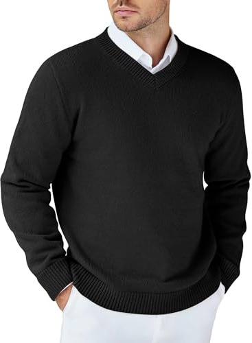 COOFANDY Maglione Uomo Scollo a V Manica Lunga Regular Fit