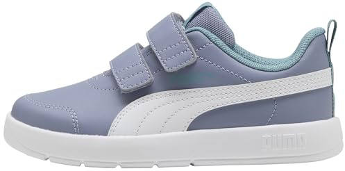 PUMA COURTFLEX V3 V PS - Zapatillas Deportivas, Gris, Blanco Cielo, Azul mar báltico, Talla 13.5 UK Niño, Gray Sky Puma White Baltic Sea Blue, 32.5 EU