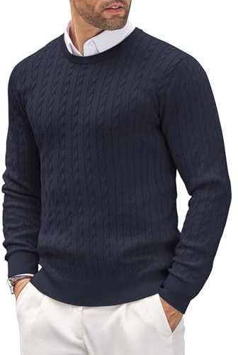 COOFANDY Jersey de Cuello Redondo para Hombre Ligero Informal y de Punto Fino con Diseño Texturizado Bleu Violet S