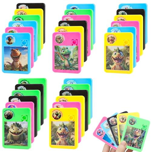 ZXShow 30 Piezas Mini Puzzle de Dinosaurios Rompecabezas de Diapositivas Juguetes educativos Suaves Mini Juegos Bolsas De Fiesta Regalos Y Juguetes Pequeños para Niños,Patrón aleatorio, no 30 patrones
