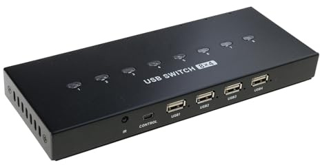 jebyltd Sélecteurs De Commutation Manuels USB 2.0 À 8 Ports Adaptateur Commutation KVM 8 Entrées 4 Sorties Partage PC Périphériques pour Claviers D'imprimante Hubs Partage D'ordinateur