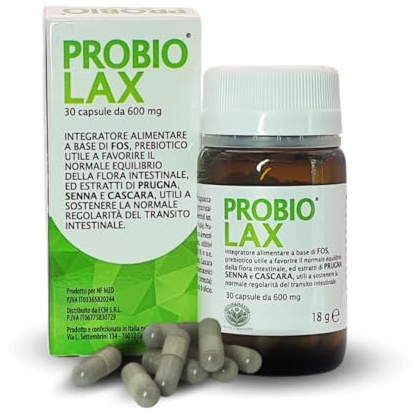 PROBIOLAX Integratore per Transito Intestinale Regolare e Benessere Digestivo, 30 Capsule con FOS Prebiotici, Senna, Prugna, Cascara e Finocchio – Formula Naturale Anti-Gonfiore