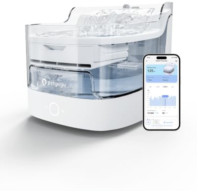 PETGUGU Cat Water Fountain for Drinking, Smart APP Health Monitoring Pet Water Dispenser, 8-Layer Filtration, Ultra Quiet BPA-Free Cat & Dog Fountain