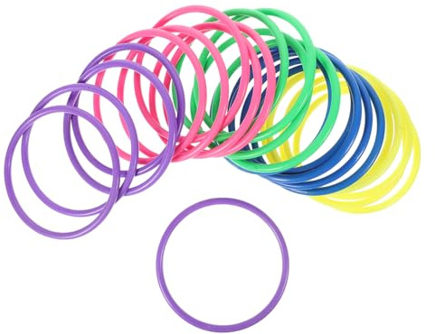 SHERCHPRY Jeu de Lancer D’Anneaux en Plastique 24 Pièces, Anneaux Solides 10 Cm, Jeu Familial Interactif pour Garçon et Filles, pour Fêtes en Intérieur et Extérieur, Coordination Motrice