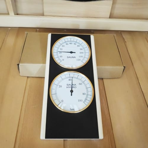 Yhenlovtt Thermomètre hygromètre de sauna en bois de 10,2 cm avec mesure analogique pour l'utilisation du sauna. Affichage élégant de décoration d'intérieur ou de spa – Pas besoin de batterie