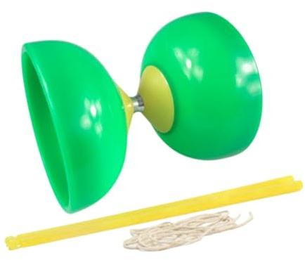 Zxpjkyu Diabolo Giocattolo Giocoliere Cuscinetto Doppia Ciotola Interattivo Bastone Flessibile in PP per Bambini, Adolescenti E Adulti attività all', Verde