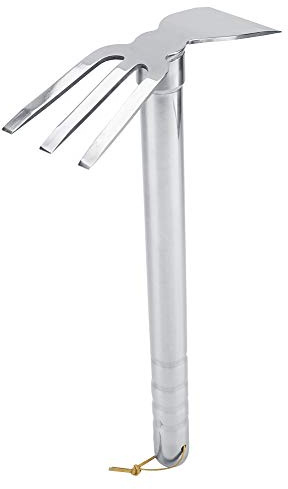 Fdit Mini Rastrillo de Acero con de Goma, Rastrillo de Garra Corta, Cultivador, Herramienta de Jardín con Azadas Intercambiables para Cultivar Suelos Duros y Airear