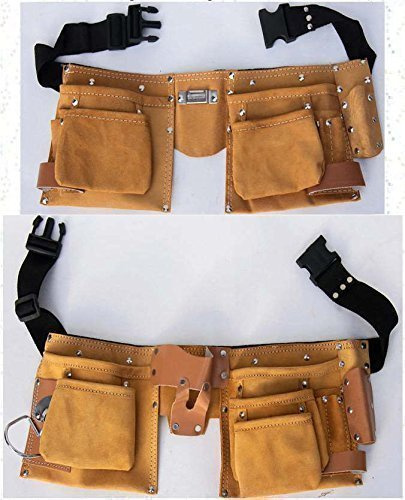 LEDER WERKZEUGGÜRTEL WERKZEUGSCHÜRZE schwere Qualtät WERKZEUGTASCHE (10 Fächer)