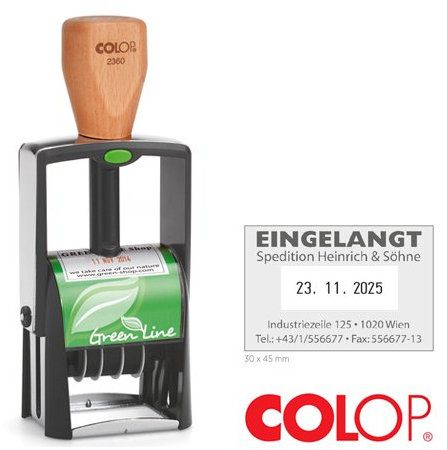 COLOP 2360 Nummernstempel Texstempel Stempel Ziffern GREEN LINE (Schwarz)