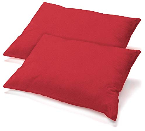 CelinaTex BeNature Kissenbezug Doppelpack 40 x 80 cm Rubin rot Baumwolle Kopfkissen Bezug Jersey