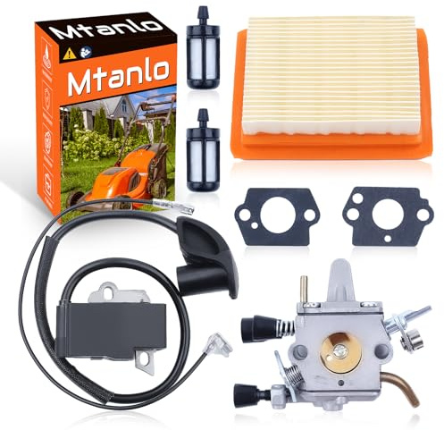 Mtanlo tändspole förgasare kit för Stihl FS120 FS200 FS250 FS300 FS350 trimmer med luftfilter tändstift bränslefilter förgasare packning