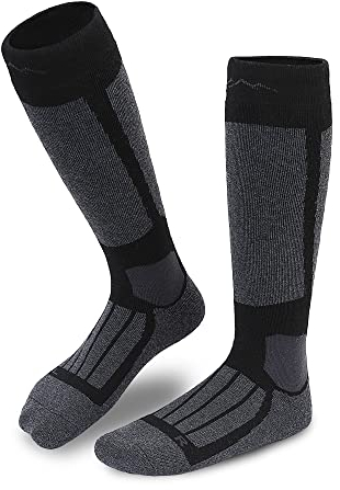 gipfelsport Skisocken für Kinder, Herren und Damen - Dicke Socken aus Merinowolle, warme Merino Snowboardsocken, 1x Paar Skistrümpfe, Anthrazit, Größe 36-38