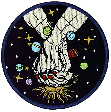 Aufnäher, bestickt, Design: Für immer zusammen im riesigen Universum, zum Aufbügeln oder Aufnähen