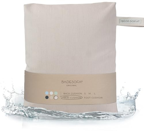 BADESOFA® Badewannen-Sitzkissen | Revolutionärer Komfort für Badewanne, Dusche & Whirpool | Waschbares & schnell Trocknendes Bade-Kissen in Perlmutt | Wellness Badewannen-Zubehör Handmade in EU