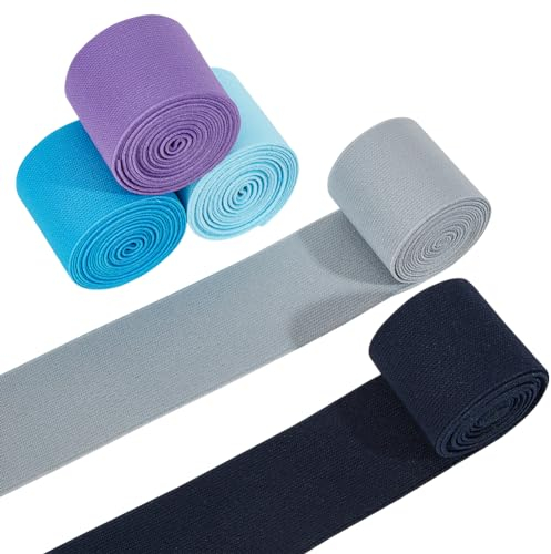 BENECREAT 11 Yards/10m 5 Farben Flache Gummibänder, 50mm Breites Schweres Stretch-Gummiband Mit Hoher Elastizität Für Bund, Perückenbänder, Manschetten, Nähen, Basteln, Heimwerken