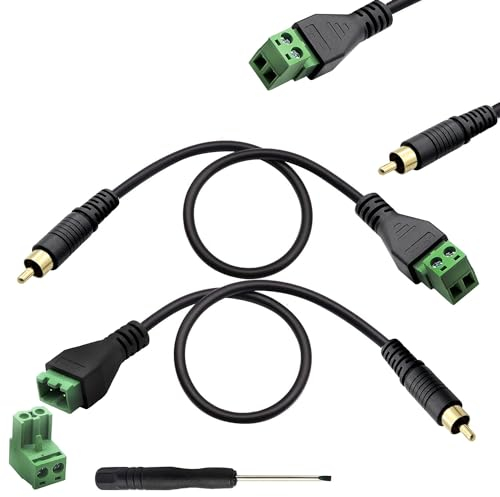 RUNCCI-YUN 2Pezzi Connettore RCA Maschio, Audio/Video Connettore, RCA Maschio a AV 2 Terminale a vite Video Audio Cavo dell'altoparlante per Multimedia e CCTV