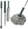 Balai à franges Twist Mop 128 à long manche en microfibre à essorage automatique avec 2 têtes de serpillère, balai de sol en fil de coton très absorbant, tampon à récurer anti-rayures pour les taches