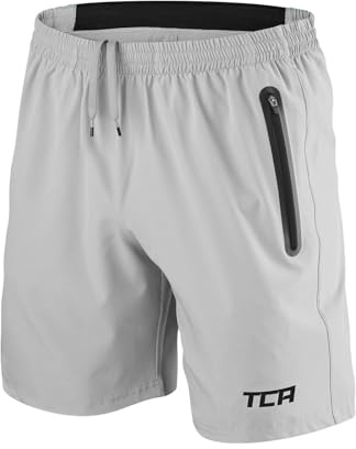 TCA Elite Tech Lightweight Football Shorts for Boys with Zip Pockets - Kids PE Shorts - Ideal for Running, Active Sports, Training and Outdoor Activity - Cool Grey/Black, 12-14 Years