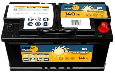 Autobatterie 12V 140 Ah - Gel Solarbatterie - Mobil und Stationär - Solar Batterie Lange Lebensdauer - Versorgungsbatterie Gegen Vibrationen und Stöße Geschützt