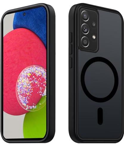 Tawarror Magnetische für Samsung Galaxy A52s 5G/ A52 5G/4G Hülle, Matt Transluzente Handyhülle für Samsung A52 5G PC Rückseite Kratzfest TPU Stoßfest Anti-Fingerabdruck Matte Schutzhülle, Schwarz