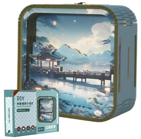 Rompecabezas de madera con luz,Luz de rompecabezas de madera - Kits de manualidades con lámparas de arte - Luz nocturna para guardería para mujeres y niños, decoración del hogar para mesitas de