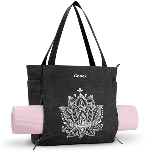 Gonex Yoga Mat Bag, Large Tote Bag with Multi Pockets for Women Men, Canvas Mat Carrier, Full Zipper Easy Access for Pilates Gym Travel