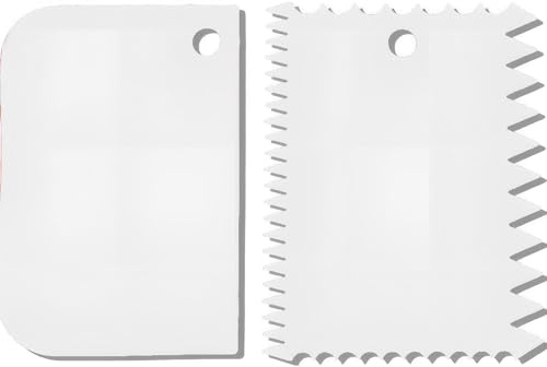 2 PCS Glue Spreaders – Plastic Adhesive Spreader Trowel Set – Reusable Notched Tile Adhesive Spreaders for Applying Glue, Putty, Epoxy & Flooring Projects (White)