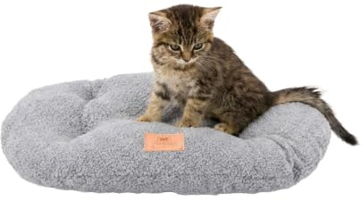 Ferplast Hundebettkissen für kleine Hunde, Katzenbett, waschbarer synthetischer Bouclé-Stoff, weiche Polsterung, 43 x 30 x H 3 cm, Grau