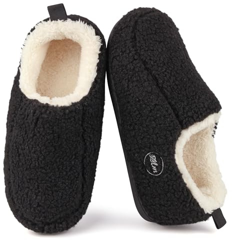 EDOSIR Zapatillas casa Pantuflas Hombre Mujer Invierno Antideslizante Cómoda Slippers Unsex Negro