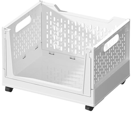 Rolling Storage Bin - 45L collapsiblee Basket, Multi-Purpose Organizer, Sturdy Container with Lockable Wheels, Space-Saving Design | Mobile Solution for Bedroom, Bathroom, Classroom, Garage