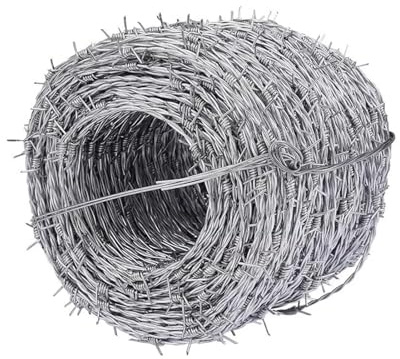 Recinzione in filo spinato ad alta resistenza, 2 mm, 150 m, 4 punti intrecciati per recinzioni selvagge, barriera di sicurezza durevole per fattorie, ranch e giardini