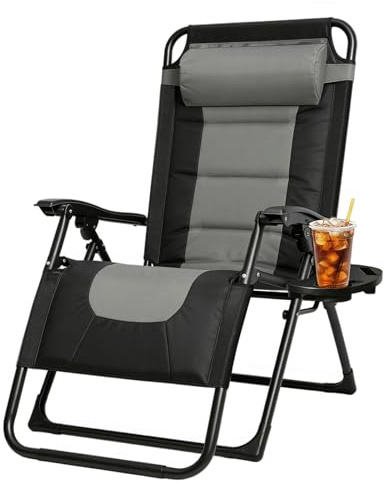 OVLRIJP Chaise Longue Jardin Extérieur, Chaise Longue Pliante avec Appui-tête et Porte-Gobelet, Chaises Longues Jardin Extérieur, Transat Pliant pour Balcon, Terrasse, Patio, Gris