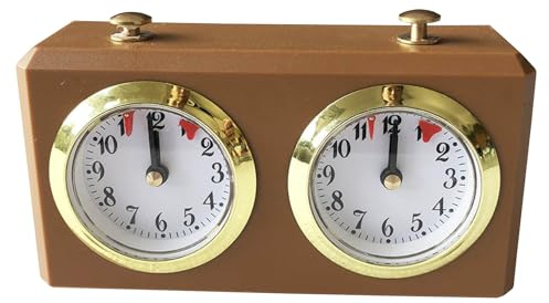 Nukinp Reloj de ajedrez, temporizador mecánico profesional de ajedrez con botón de inicio de temporización, temporizador analógico portátil de 6 x 4 x 2 para Board International