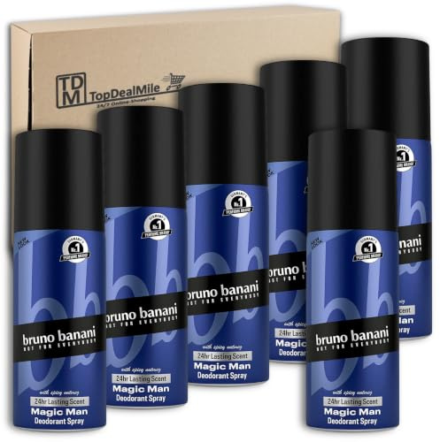 TopDealMile-förvaringspaket för bruno banani deodorantspray Magic Man Deodorant Deodorant 6 x 150 ml