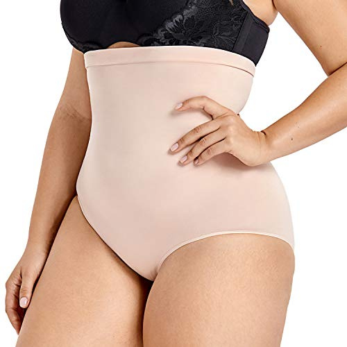 Delimira Women's High Waist Tummy Control Panties Body Shaper Seamless Shapewear Beige 26/28