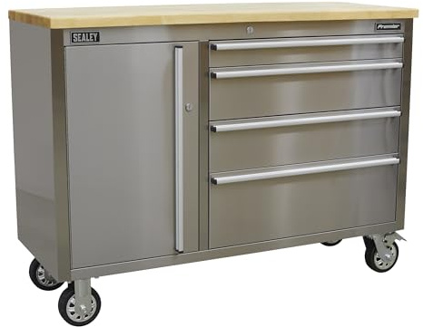 Sealey 4 Drawer Stainless Steel Mobile Tool Cabinet - AP4804SS