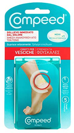 COMPEED Cerotti per vesciche, a lunga durata e guarigione veloce - Per vesciche medie o grandi , 5 Cerotti