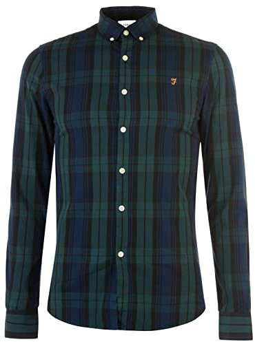 Farah Mens Brewer Slim Fit Cotton Oxford Shirt, Woodland Pine, L UK
