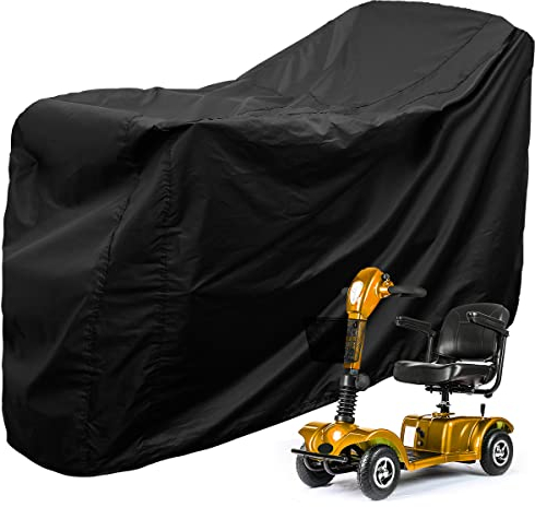 Heavy Duty Mobility Scooter Cover with Storage Bag, 190D Oxford Waterproof Anti-uv Wheelchair Storage Cover Anti Dust Motorbike Protect Cover for Most Mobility Scooter (190 * 71 * 117cm)