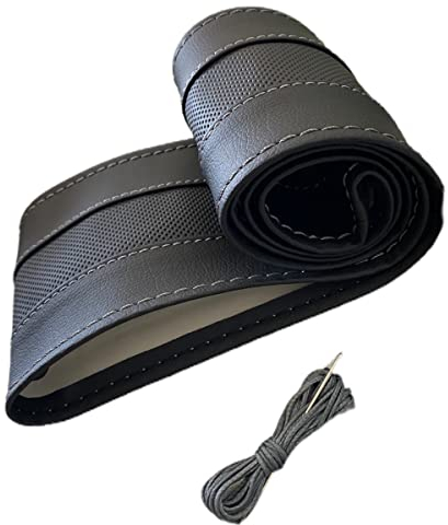 LB119 - Lenkradbezug 37-39 cm zum Schnüren Schwarz mit gelochte Leder