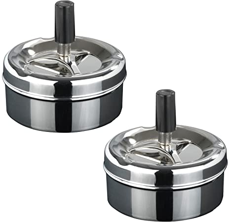 2er Set Drehaschenbecher Edelstahl Aschenbecher Windaschenbecher 9 x 5 cm Drehascher Sturmaschenbecher Wind Ascher