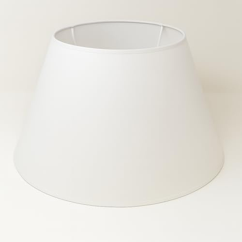 40 cm Cono Paralume, Tessuto di Cotone con PVC Bianco, Prodotto Artigianale, per Lampada da Tavolo, Piantana (Bianco)