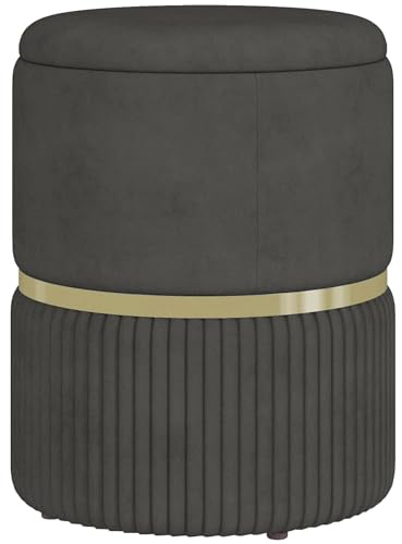 HOMCOM Pouf Tabouret Repose-Pied Coffre de Rangement 36x36x44cm Gris