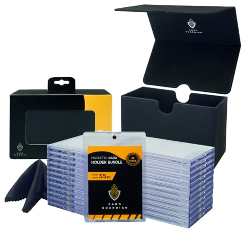 Card Guardian - Ensemble porte-cartes magnétique | Boîte Premium avec 25 porte-cartes magnétiques et chiffon de nettoyage (noir)