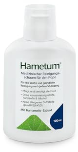 Hametum Medizinischer Reinigungsschaum für den Popo. Sanfte, gründliche Reinigung nach dem Stuhlgang, z.B. bei Hämorrhoidalbeschwerden. Pflegt & beruhigt die Haut mit pflanzlichem Hamamelis-Extrakt