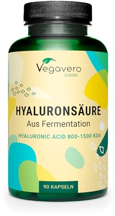 Hyaluronsäure Kapseln | 600 mg pro Einheit | 90 Stück | 800-1500 kDa Hochmolekular | Hyaluronic Acid | Laborgeprüft | Ohne Zusätze & Vegan