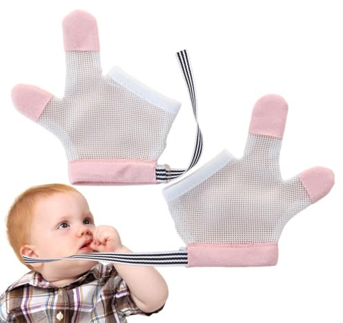 Guanti per bambini per smettere di mordere le unghie, protezione per succhiare il pollice, smettere di succhiare il pollice, protezione traspirante per mangiarsi le unghie, arresto regolabile per