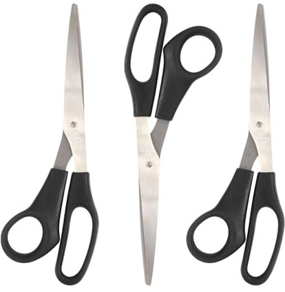 3-Pack Multi-Purpose Scissors Set – Sharp Stainless Steel Blades, Ergonomic Soft-Grip Handles, Ideal for Office, Kitchen and Crafting Use
